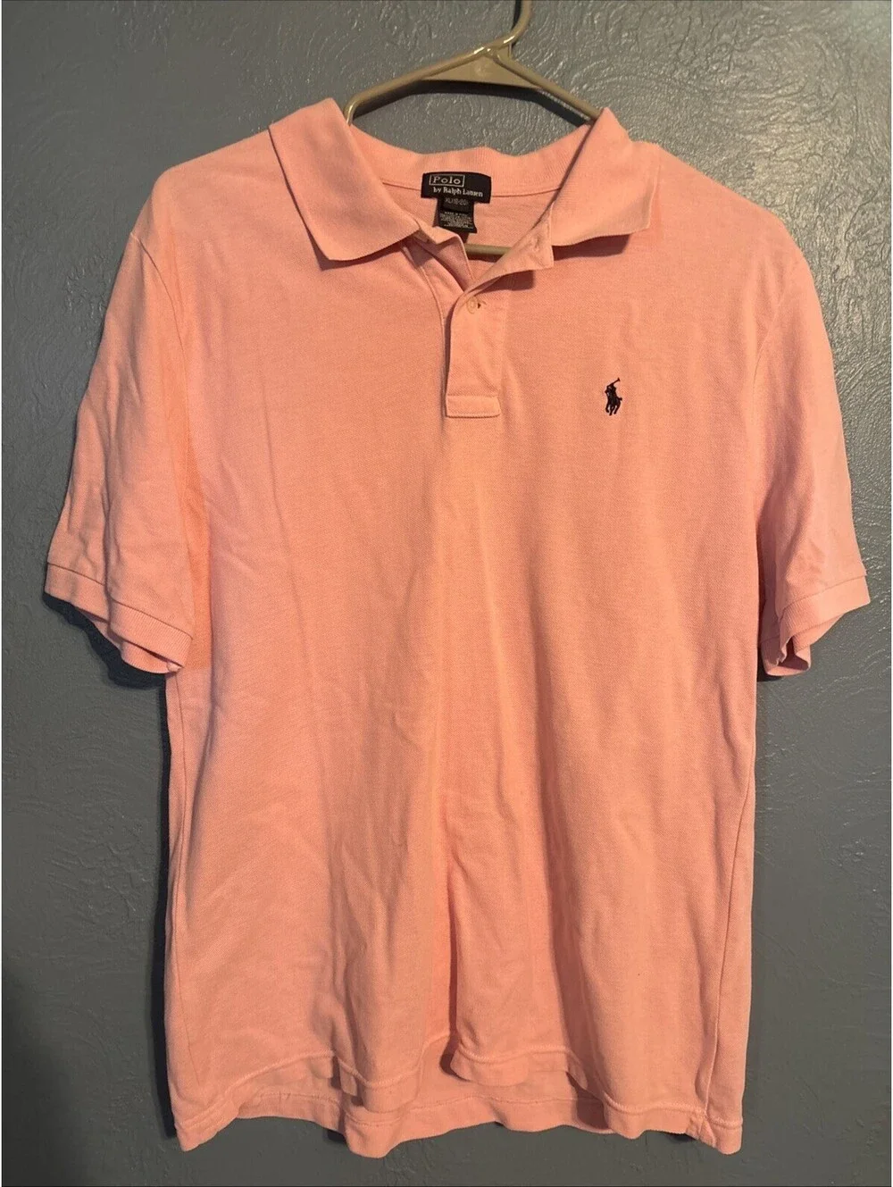 Polo Ralph Lauren Vintage Mens Shirt Size XL T Pink  Blue Short Sleeve Blue Pony